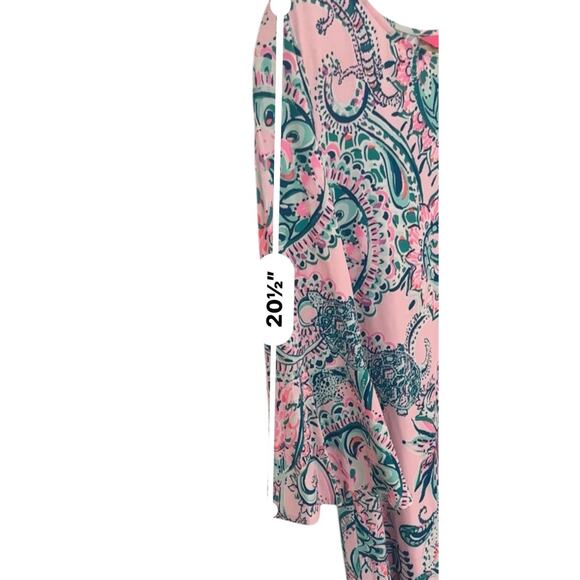 Lilly Pulitzer Ophelia Swing Dress Pink Tropics Tint Paisley Flared Sleeve Large - Picture 5 of 7